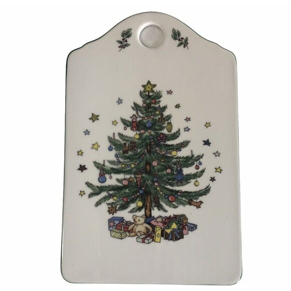 Vintage Christmastime Nikko Serving Ceramic Snack Cheese Board 9" x 5-3/4" Japan - Picture 2 of 8